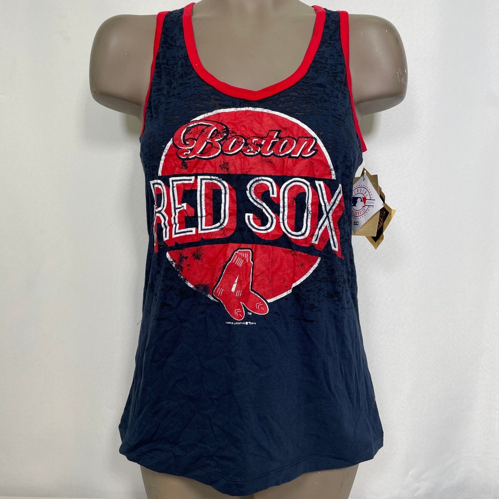 Boston Red Sox MLB Burnout Navy Blue Racerback Tank Top Women's MEDIUM NWT